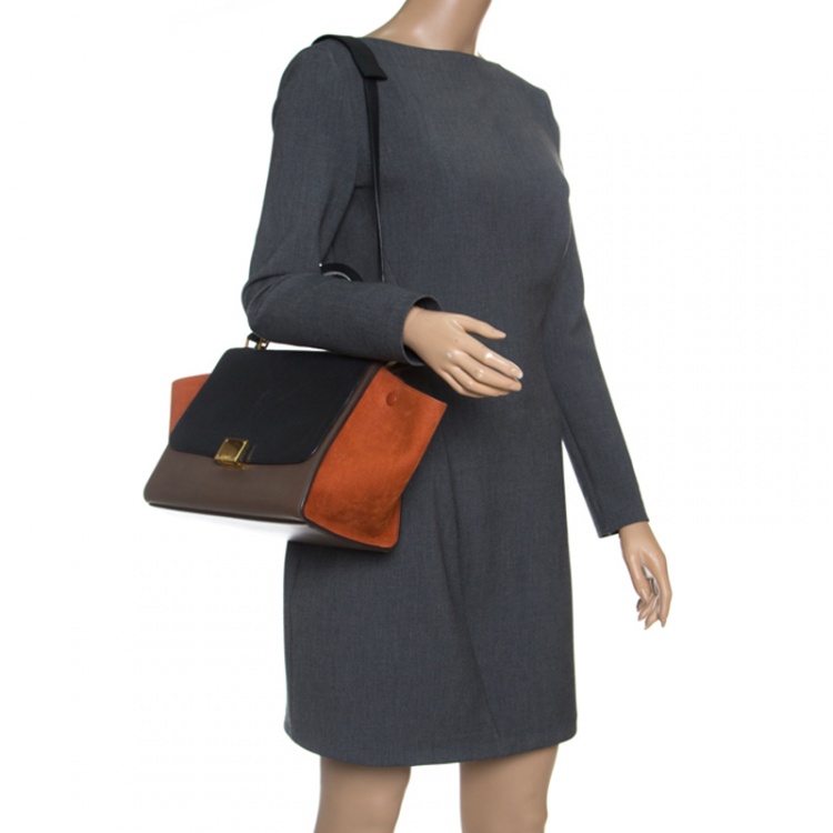 Pre Owned Celine Multicolor Leather Small Trapeze Tote