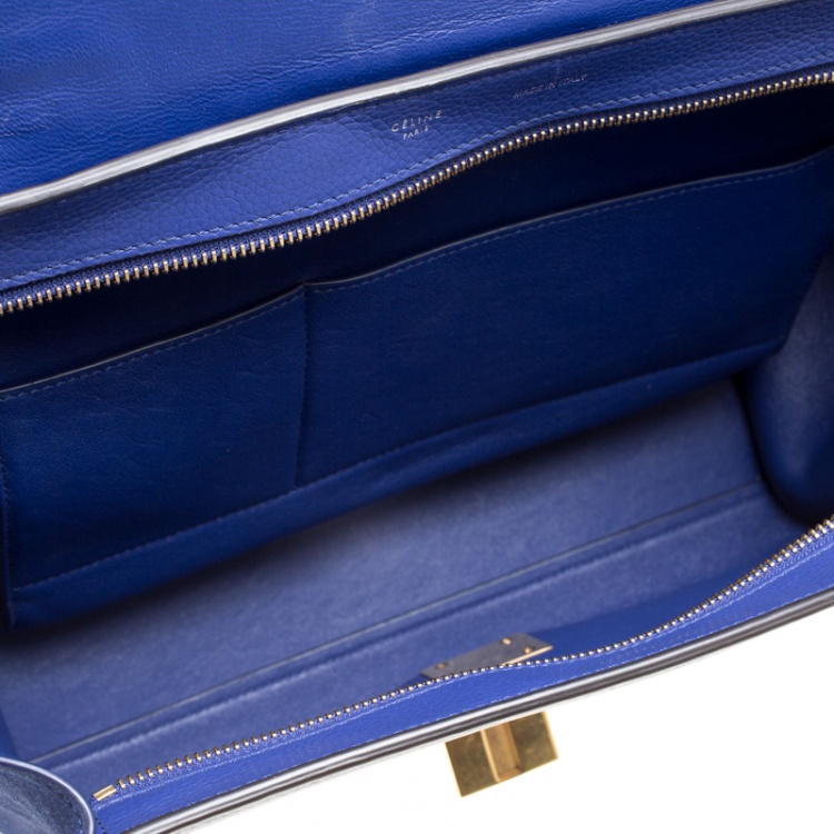 Pre Owned Celine Blue Leather and Suede Medium Trapeze Tote