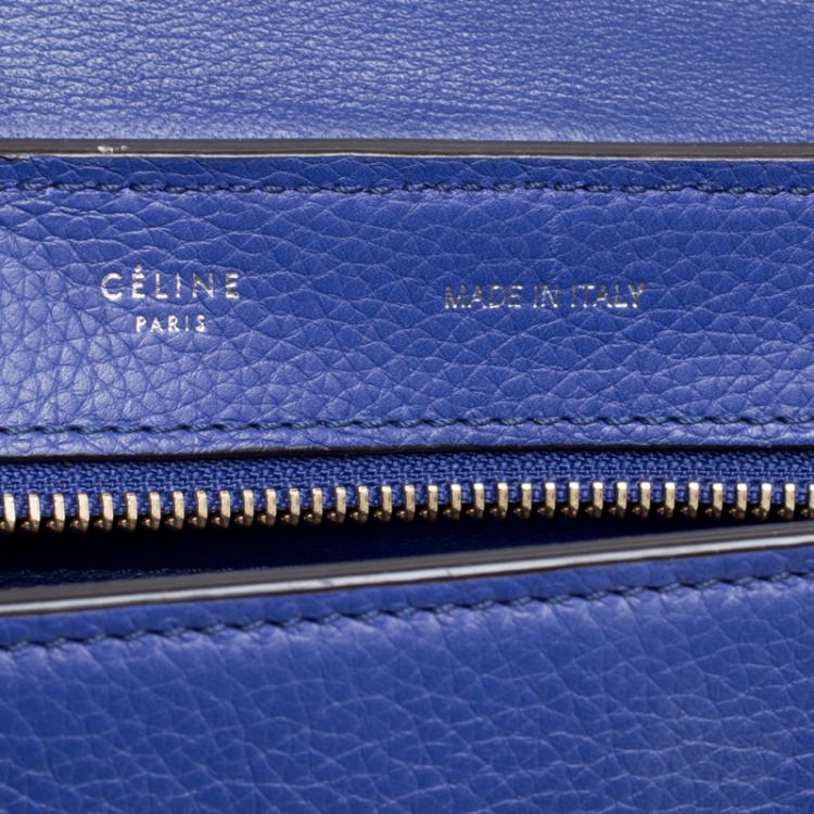 Pre Owned Celine Blue Leather and Suede Medium Trapeze Tote