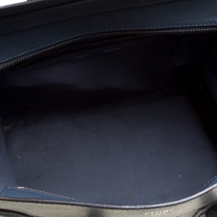 Pre Owned Celine Navy Blue Leather Mini Luggage Tote