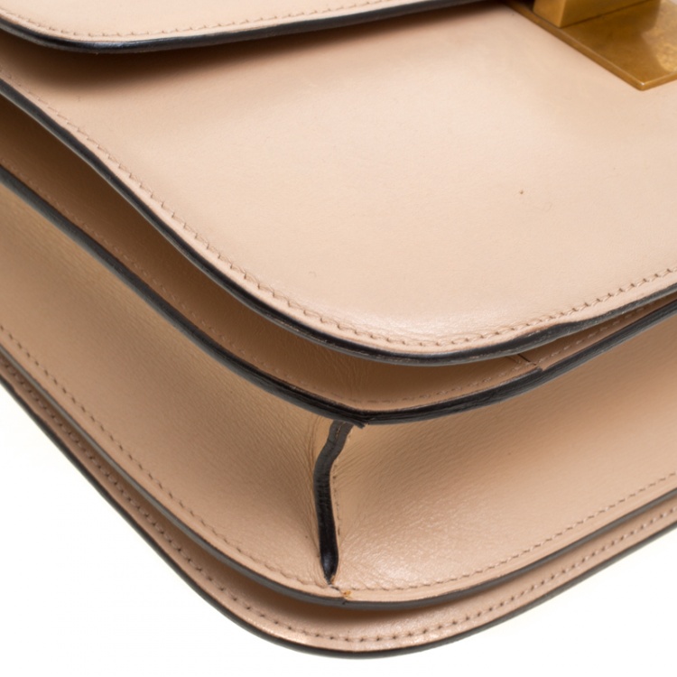 Pre Owned Celine Beige Leather Medium Classic Box Shoulder Bag