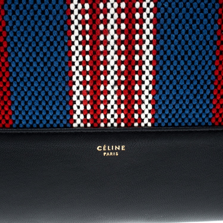 Pre Owned Celine Multicolor Striped Canvas and Leather Solo Pouch