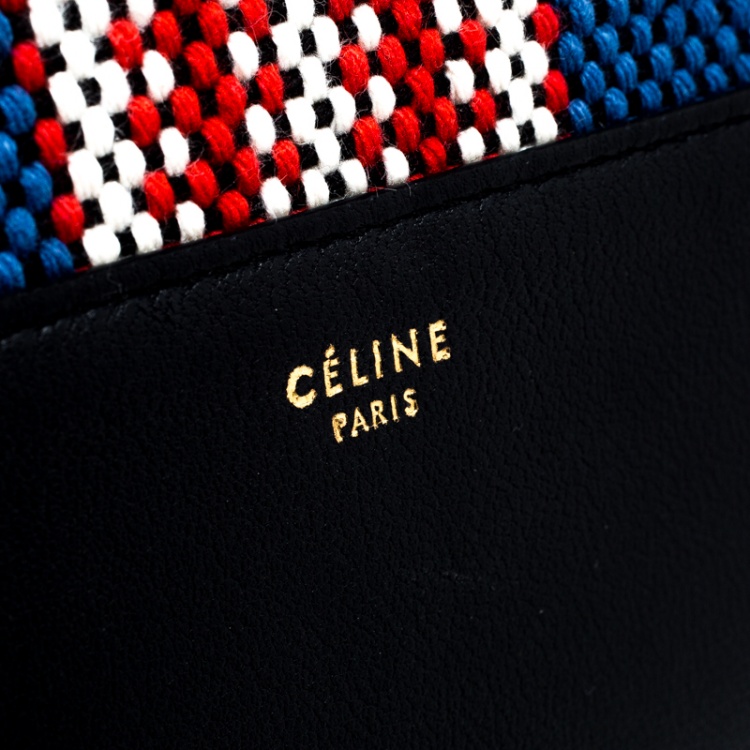 Pre Owned Celine Multicolor Striped Canvas and Leather Solo Pouch