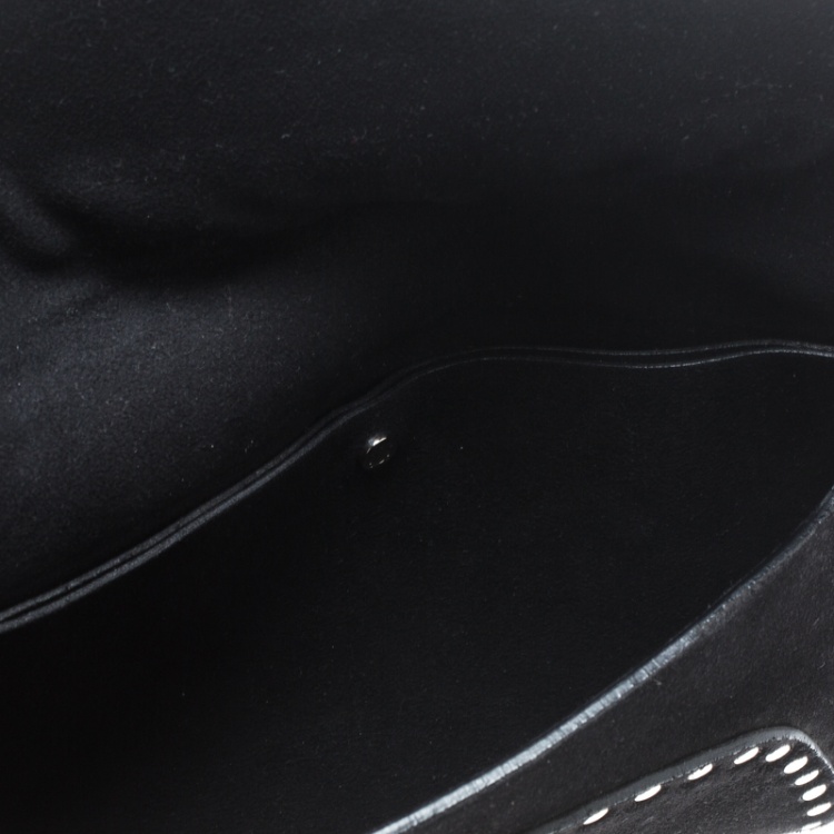 Pre Owned Celine Black Suede Studded Shoulder Bag