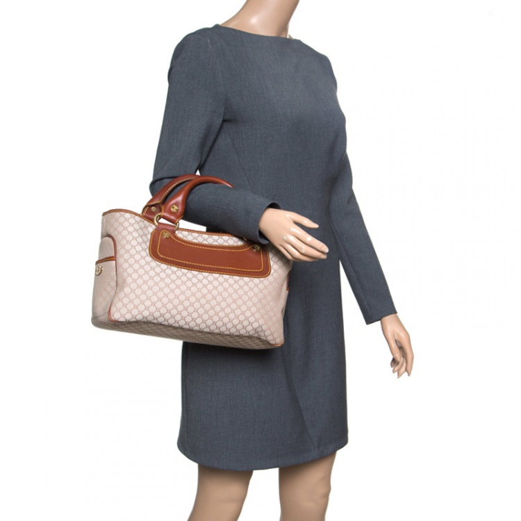 Pre Owned Celine Beige/Brown Macadam Monogram Canvas and Leather Tote