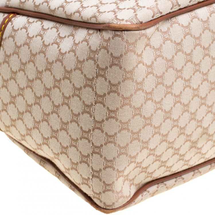 Pre Owned Celine Beige/Brown Macadam Monogram Canvas and Leather Tote