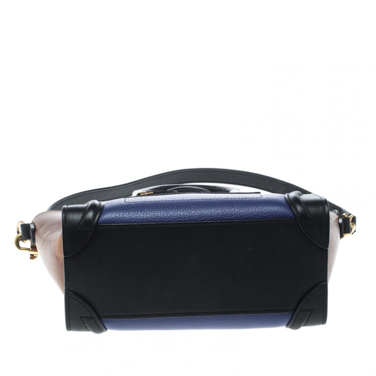 Pre Owned Celine Tri Color Leather Nano Luggage Tote