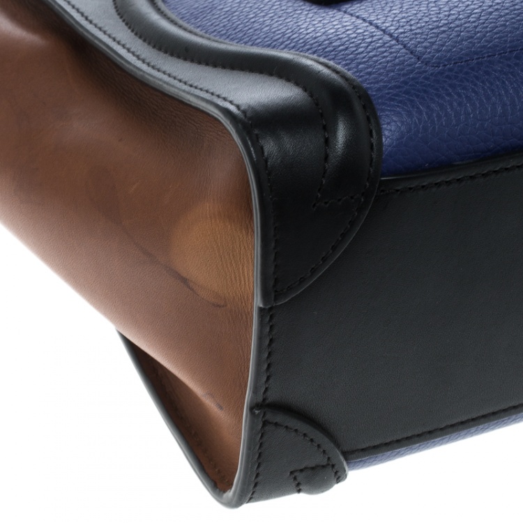 Pre Owned Celine Tri Color Leather Nano Luggage Tote