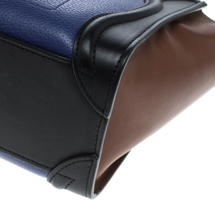Pre Owned Celine Tri Color Leather Nano Luggage Tote