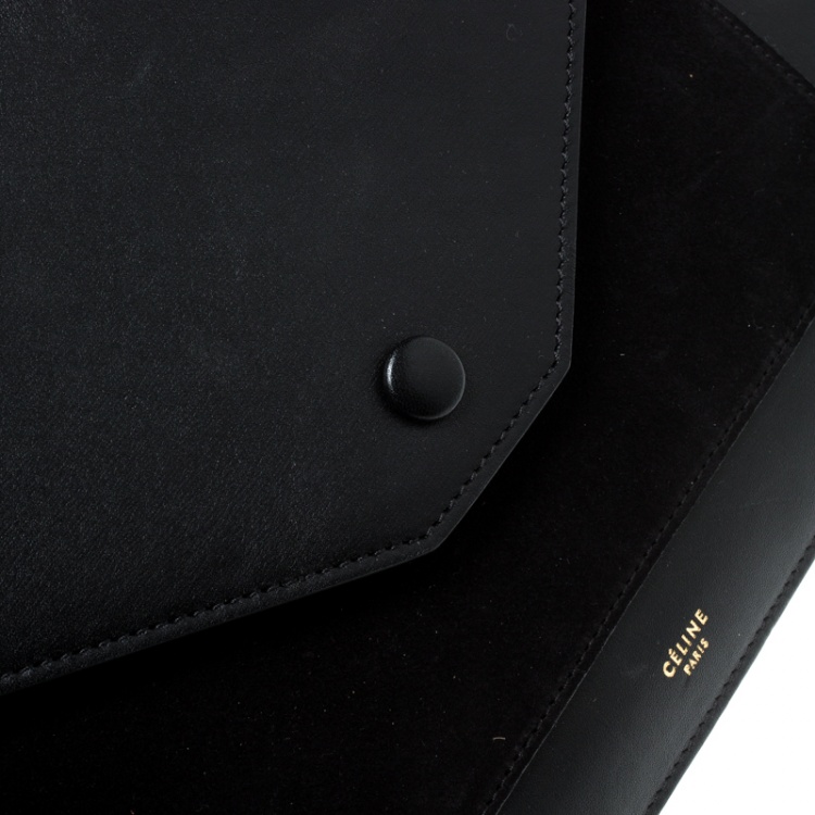 Pre Owned Celine Black Leather Pocket Envelope Shoulder Bag