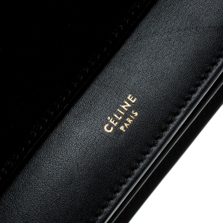 Pre Owned Celine Black Leather Pocket Envelope Shoulder Bag