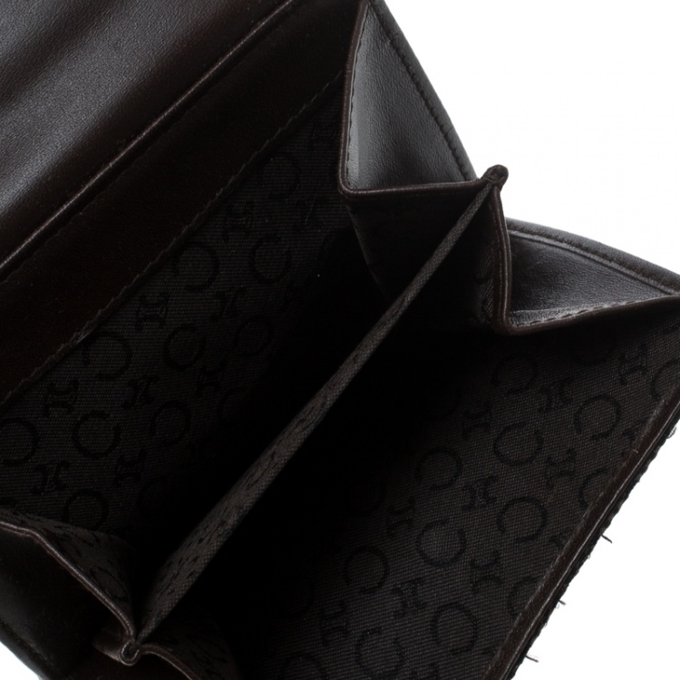 Pre Owned Celine Brown Monogram Macadam Canvas Compact Wallet
