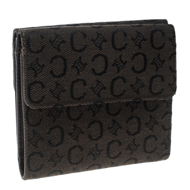 Pre Owned Celine Brown Monogram Macadam Canvas Compact Wallet