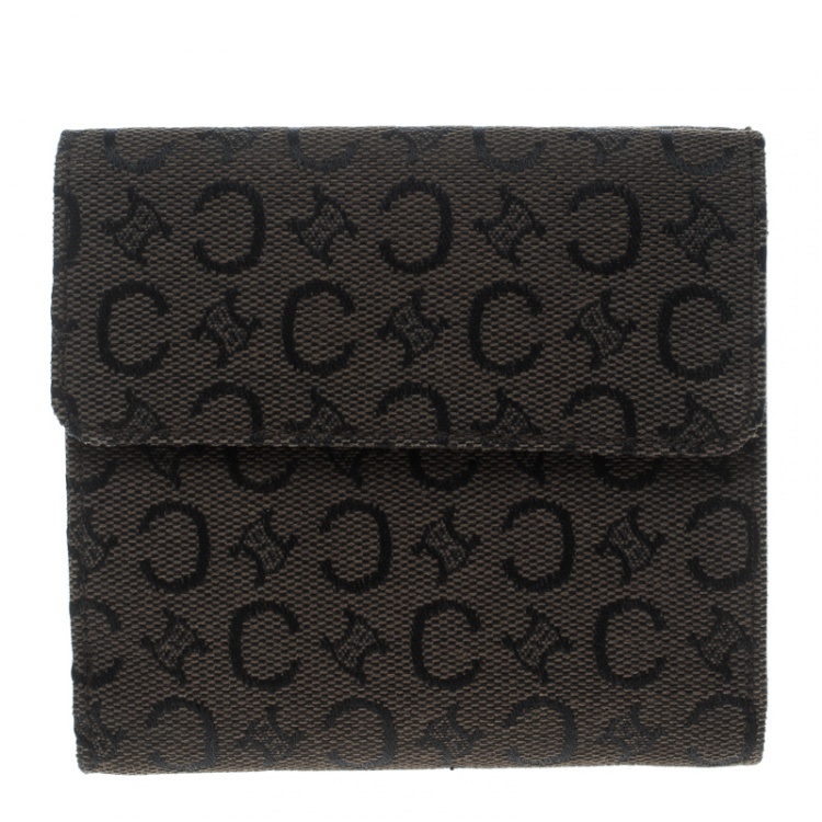 Pre Owned Celine Brown Monogram Macadam Canvas Compact Wallet