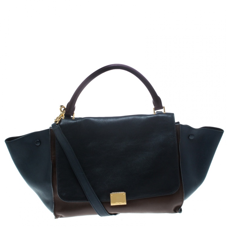 Pre Owned Celine Tri Color Leather Medium Trapeze Tote