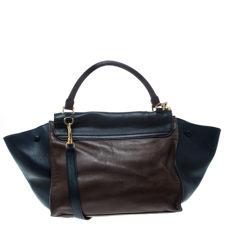 Pre Owned Celine Tri Color Leather Medium Trapeze Tote