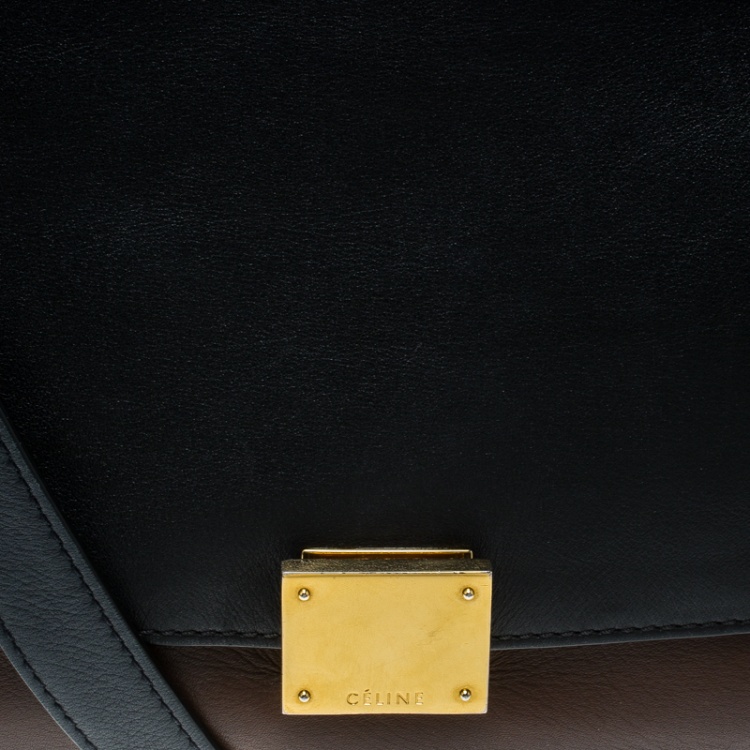 Pre Owned Celine Tri Color Leather Medium Trapeze Tote