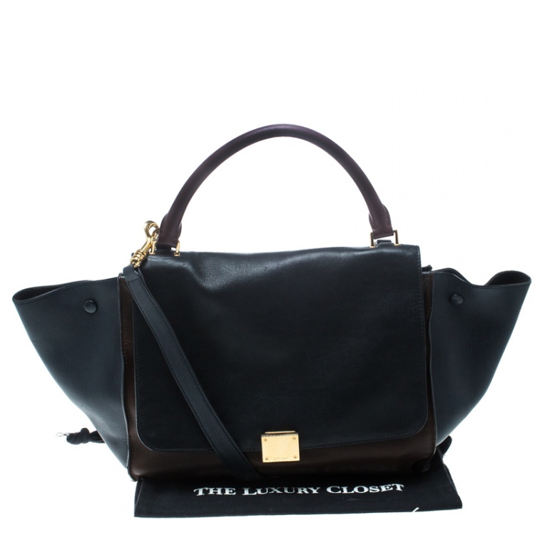 Pre Owned Celine Tri Color Leather Medium Trapeze Tote