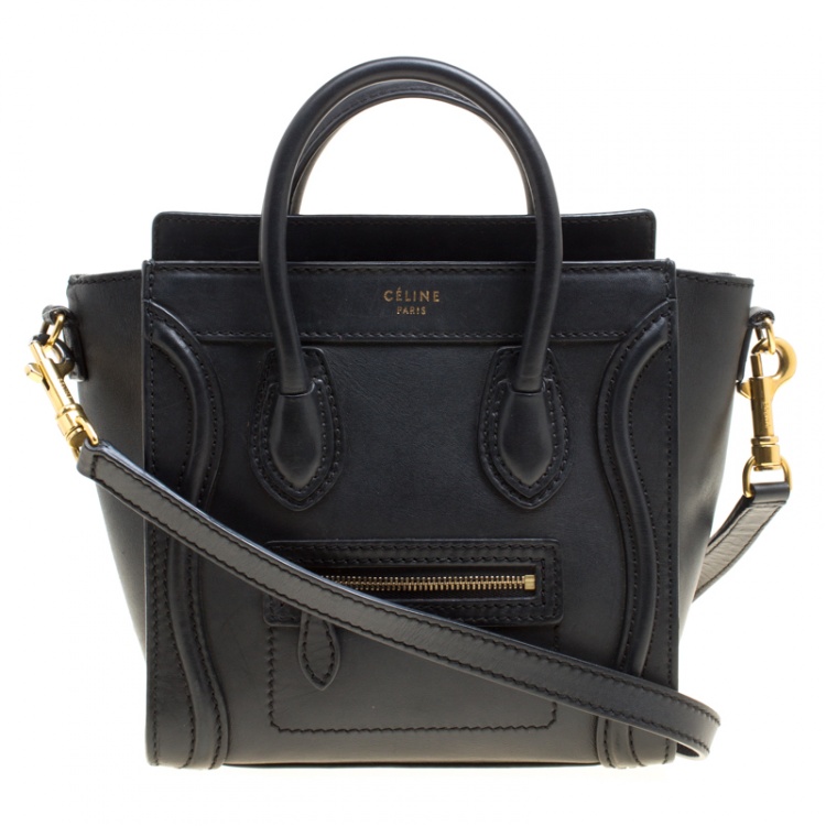 Pre Owned Celine Black Leather Nano Luggage Top handle Bag