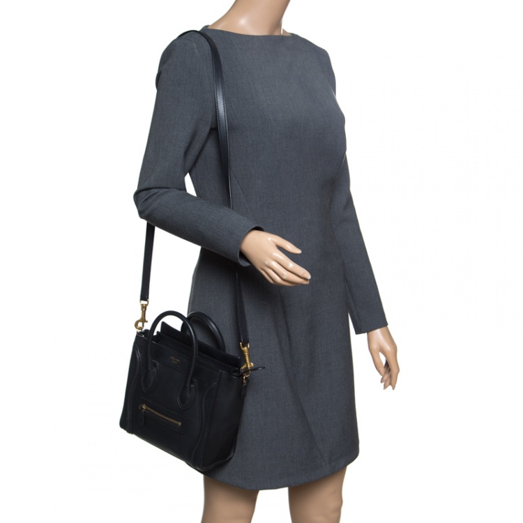 Pre Owned Celine Black Leather Nano Luggage Top handle Bag