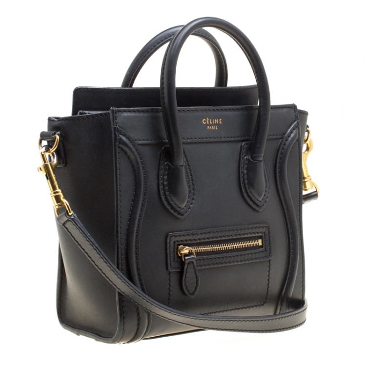 Pre Owned Celine Black Leather Nano Luggage Top handle Bag