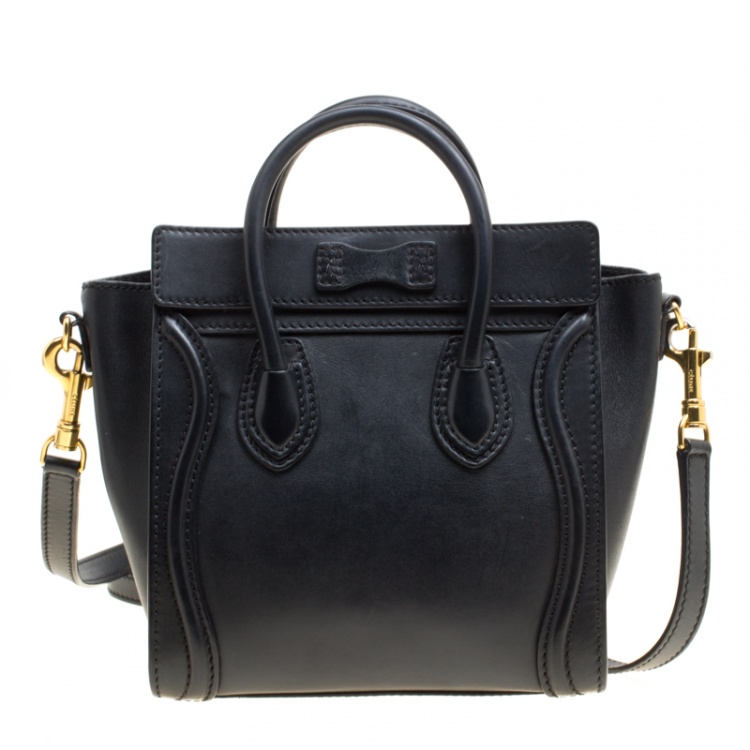 Pre Owned Celine Black Leather Nano Luggage Top handle Bag