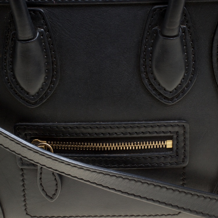 Pre Owned Celine Black Leather Nano Luggage Top handle Bag