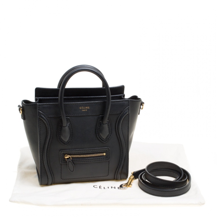 Pre Owned Celine Black Leather Nano Luggage Top handle Bag