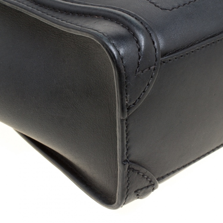 Pre Owned Celine Black Leather Nano Luggage Top handle Bag