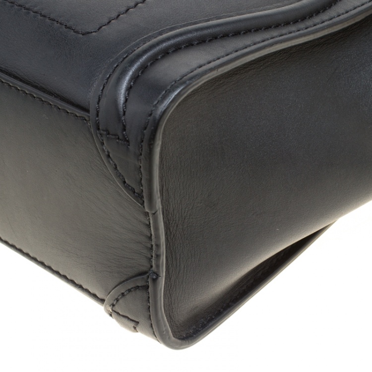 Pre Owned Celine Black Leather Nano Luggage Top handle Bag