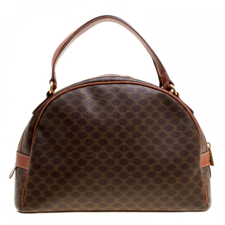 Pre Owned Céline Brown Coated Canvas and Leather Macadam Satchel