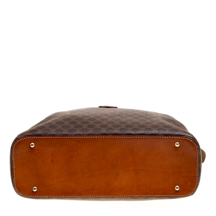 Pre Owned Céline Brown Coated Canvas and Leather Macadam Satchel