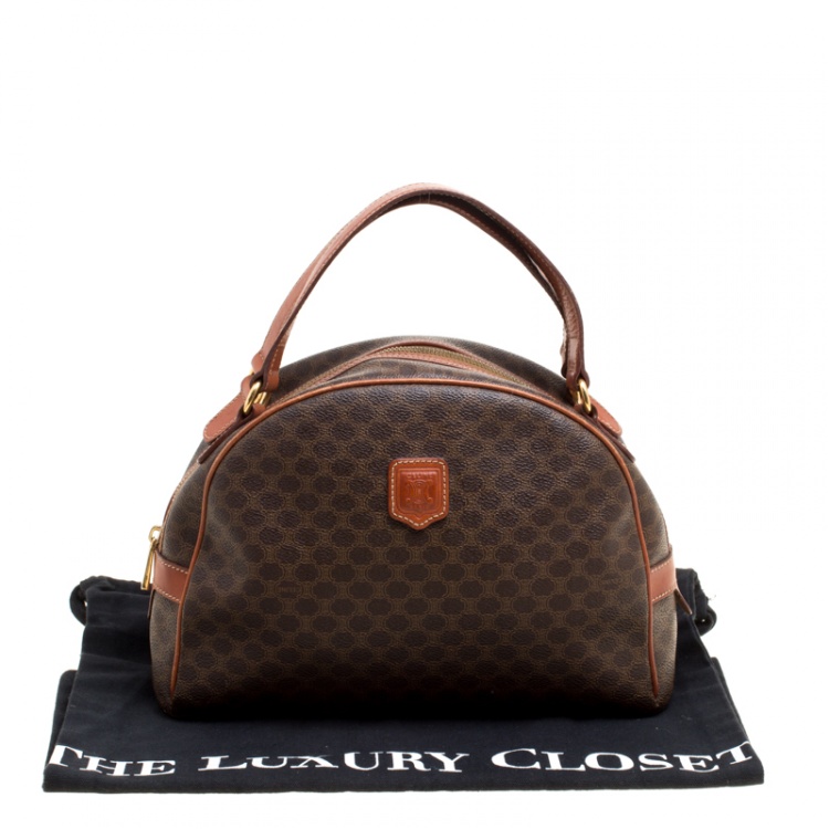 Pre Owned Céline Brown Coated Canvas and Leather Macadam Satchel