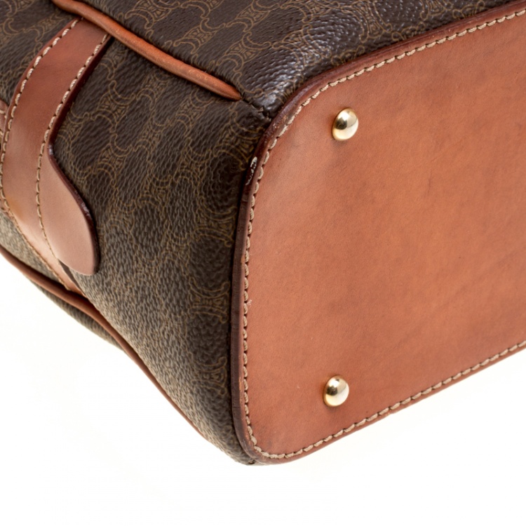 Pre Owned Céline Brown Coated Canvas and Leather Macadam Satchel