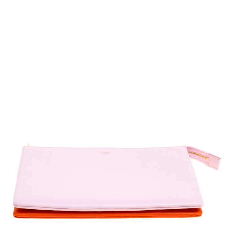 Pre Owned Celine Lilac/Orange Leather Clutch