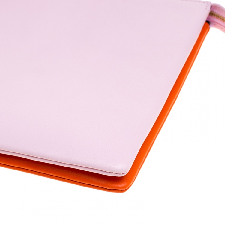 Pre Owned Celine Lilac/Orange Leather Clutch