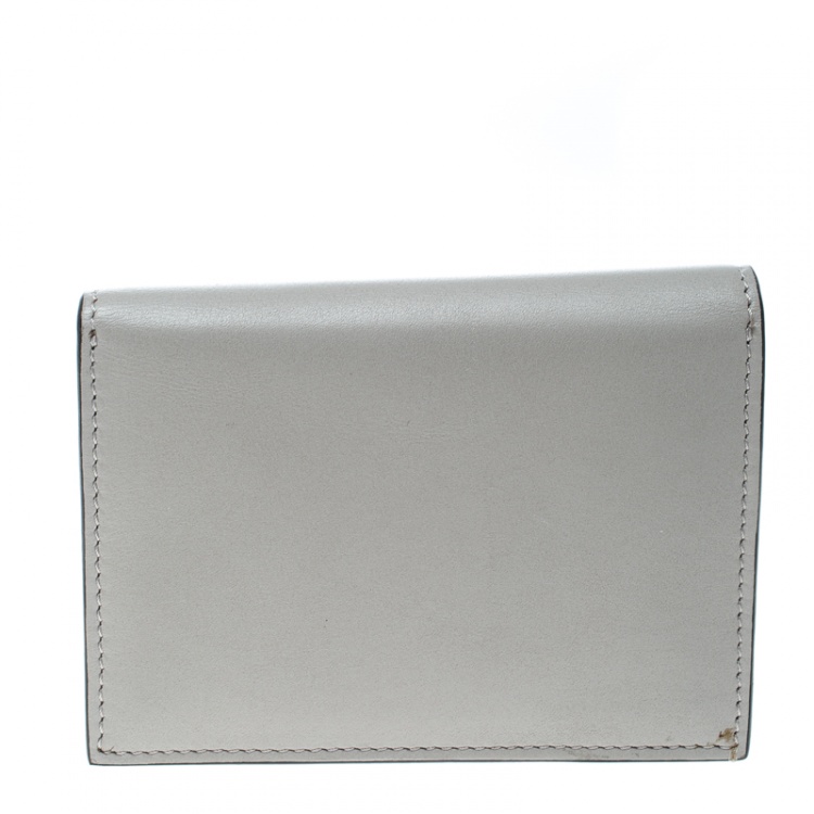 Pre Owned Celine Grey/ Multicolor Leather and Calf Hair Diamond Card Case