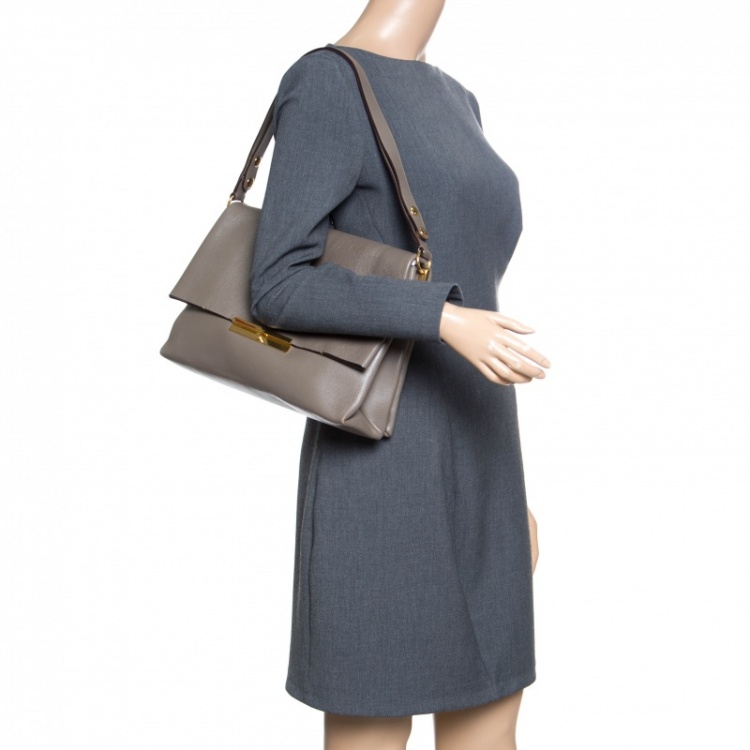 Pre Owned Celine Beige Leather Blade Flap Bag