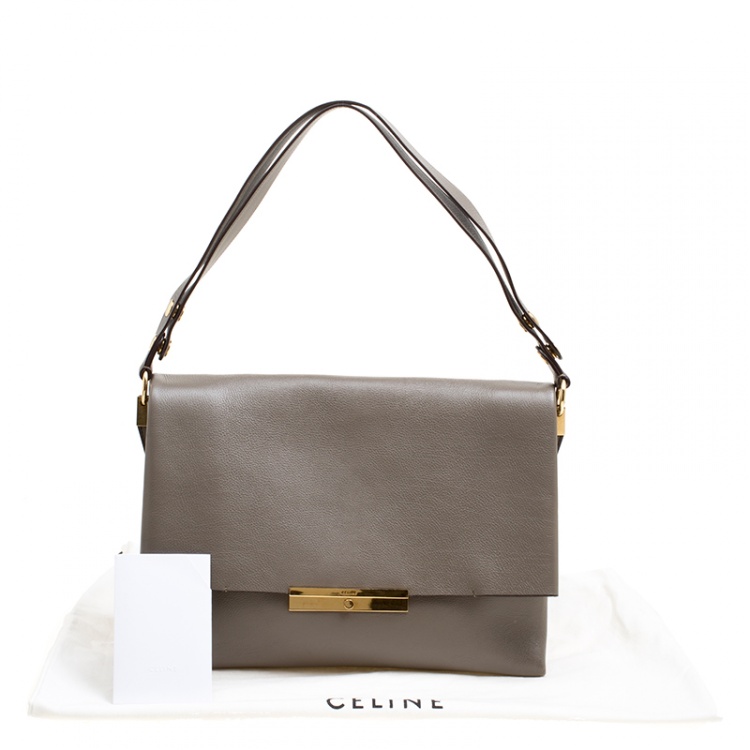 Pre Owned Celine Beige Leather Blade Flap Bag