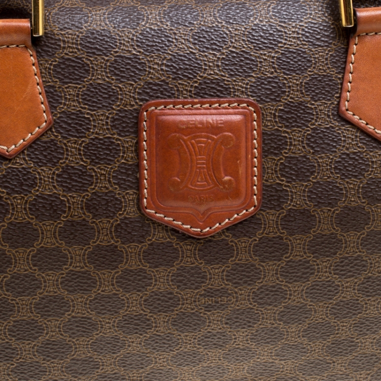 Pre Owned Céline Brown Macadam Coated Canvas  Boston Bag