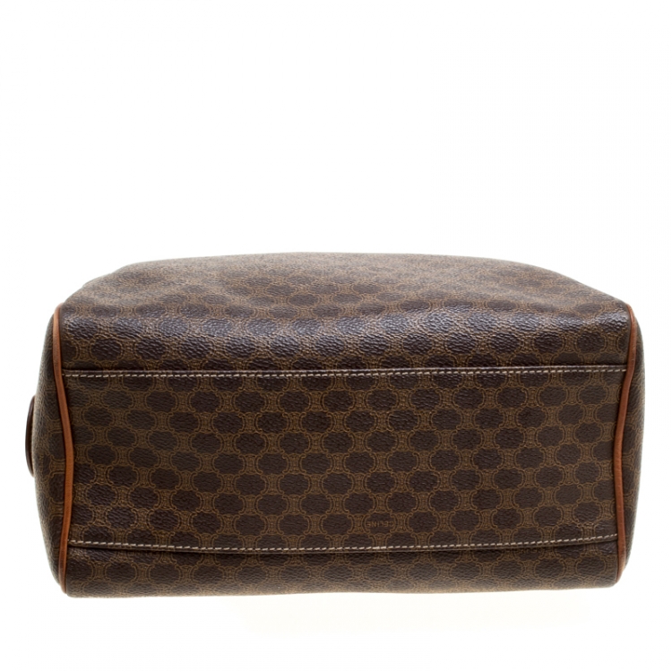 Pre Owned Céline Brown Macadam Coated Canvas  Boston Bag