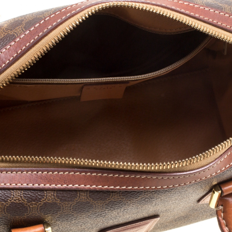 Pre Owned Céline Brown Macadam Coated Canvas  Boston Bag
