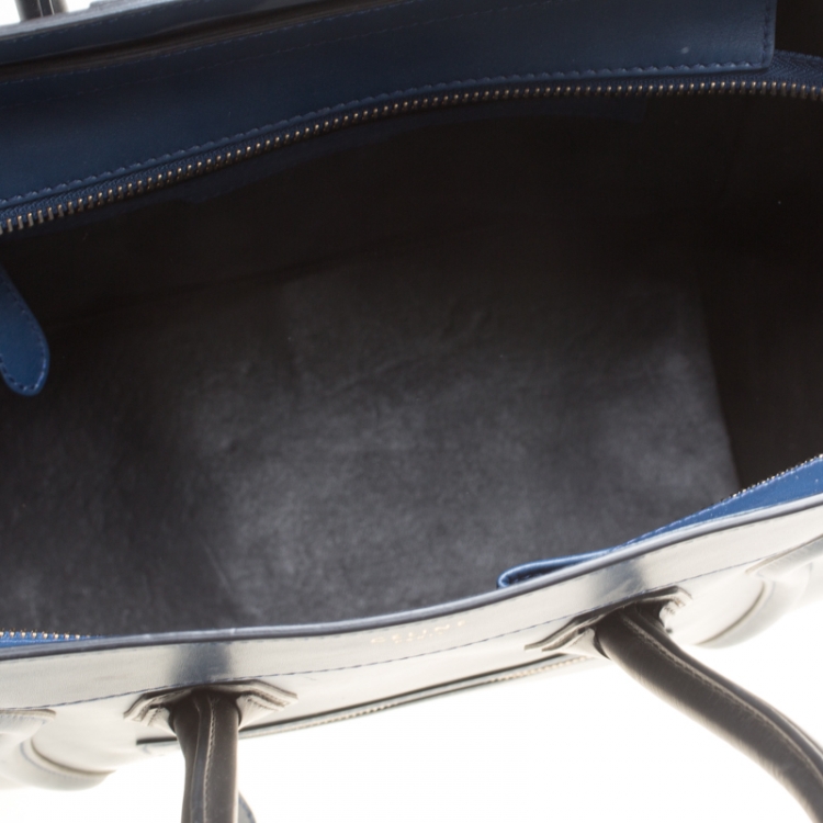 Pre Owned Celine Navy Blue Leather Mini Luggage Tote