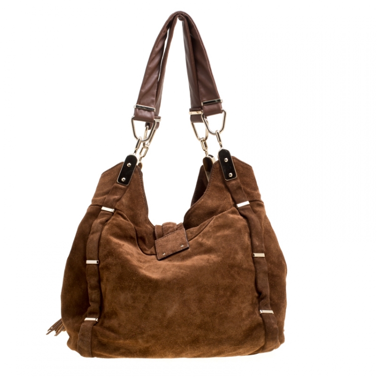 Pre Owned Celine Brown Suede Fringed Dimitri Hobo