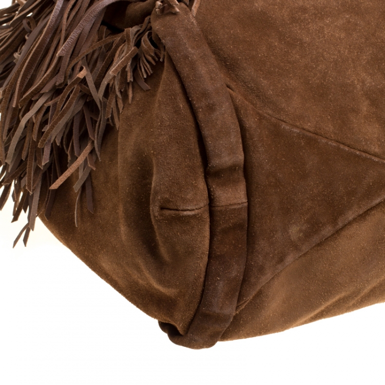 Pre Owned Celine Brown Suede Fringed Dimitri Hobo