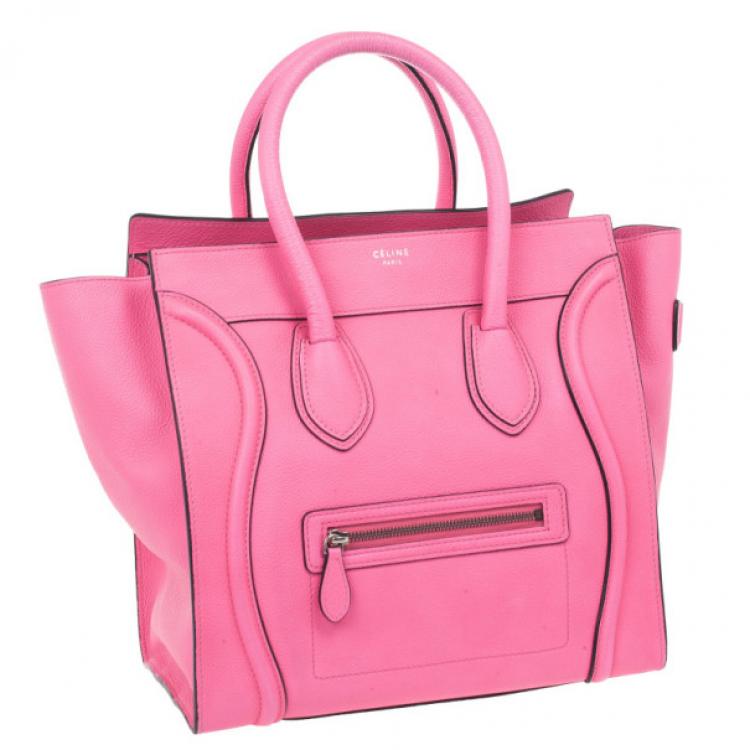 Pre Owned Celine Fluo Pink Mini Luggage Tote