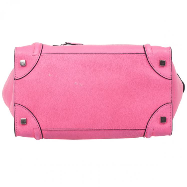 Pre Owned Celine Fluo Pink Mini Luggage Tote