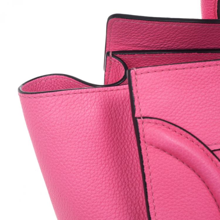 Pre Owned Celine Fluo Pink Mini Luggage Tote