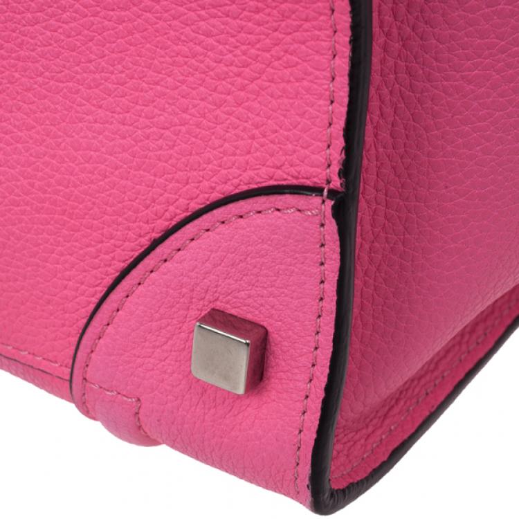Pre Owned Celine Fluo Pink Mini Luggage Tote
