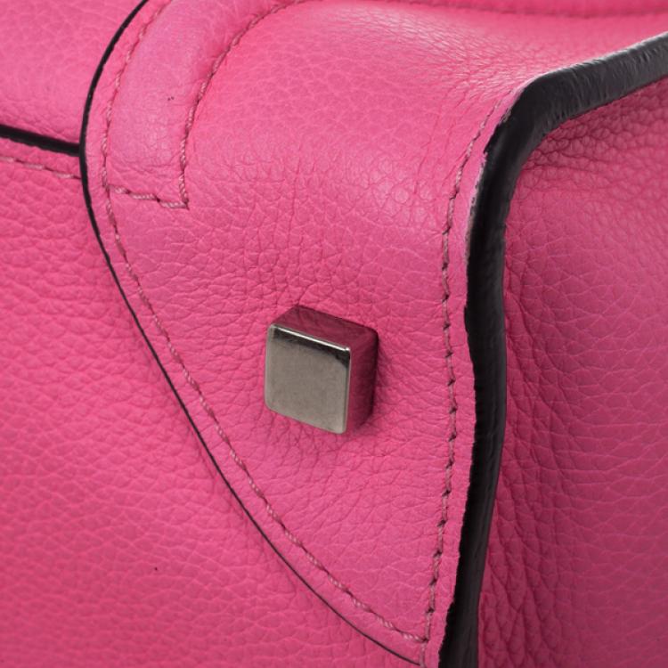 Pre Owned Celine Fluo Pink Mini Luggage Tote